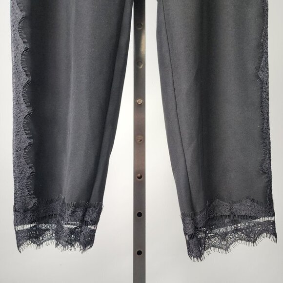Black Tape Lace Detail Black Slim Leg Pants Size XL - Picture 5 of 8